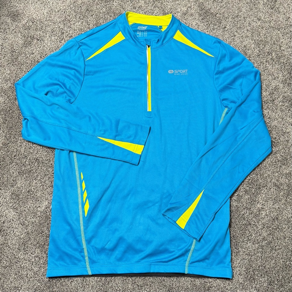 Men’s Light Blue Crivit Sports Quarter-Zip Cycling Jersey, XL
